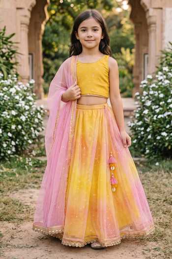Petite Pomme Shaded Sequin Scattered Lehenga Set