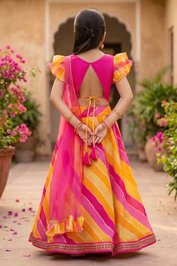 Petite Pomme Striped Lehenga Set