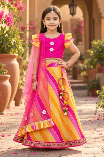 Petite Pomme Striped Lehenga Set