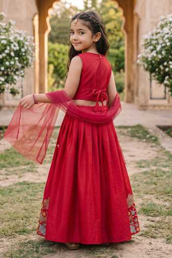 Petite Pomme Floral Embroidered Lehenga Set