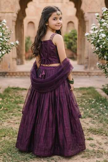 Petite Pomme Floral Embroidered Lehenga Set