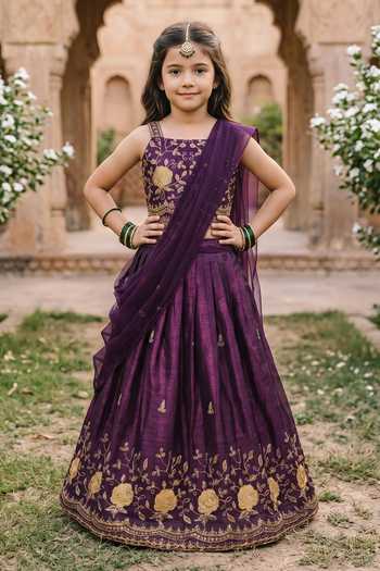 Petite Pomme Floral Embroidered Lehenga Set