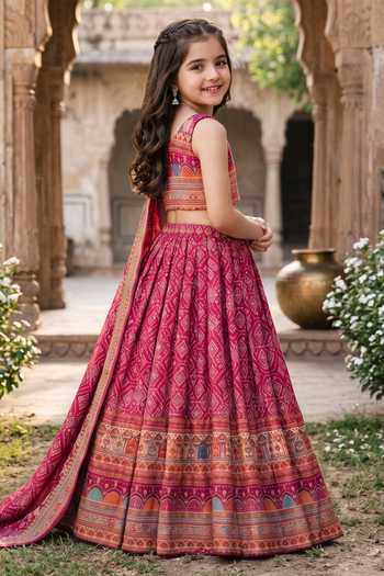 Petite Pomme Bandhani Print Lehenga Set