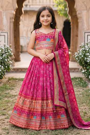 Petite Pomme Bandhani Print Lehenga Set