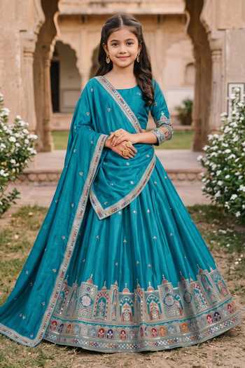 Petite Pomme Mahal Embroidered Lehenga Set