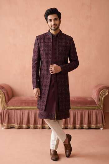 Arihant Rai Sinha Mens Embroidered Sherwani Kurta & Pant Set 