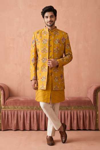 Arihant Rai Sinha Pattern Pc Sherwani Set With Kurta & Pant 