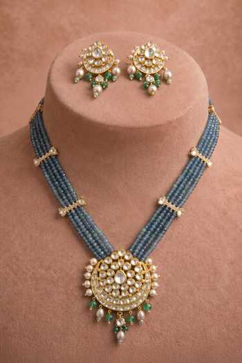 Joules By Radhika Yenavya Embellished Long Necklace Set