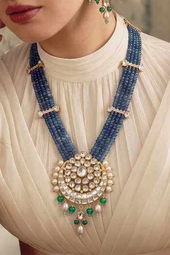 Joules By Radhika Yenavya Embellished Long Necklace Set