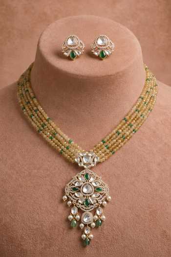 Joules By Radhika Zeylira Embellished Long Pendant Necklace Set