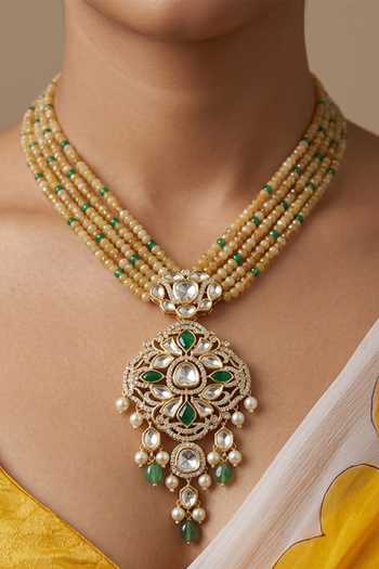 Joules By Radhika Zeylira Embellished Long Pendant Necklace Set