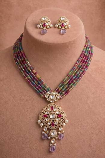 Joules By Radhika Azmira Embellished Long Necklace Set