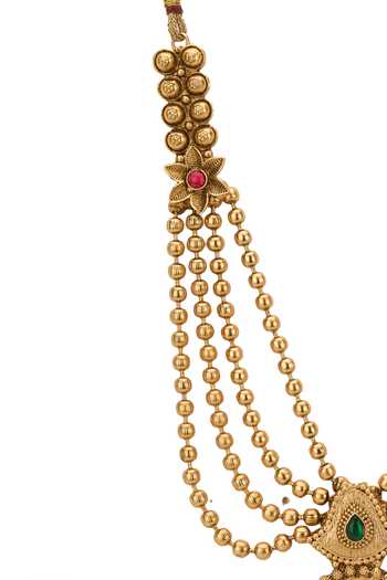 Shop Nazaakat By Samara Singh Gold Plated Layered Embellished Necklace Set Online at Aza Fashions Shop_Nazaakat By Samara Singh_Gold Plated Layered Embellished Necklace Set _Online_at_Aza_Fashions