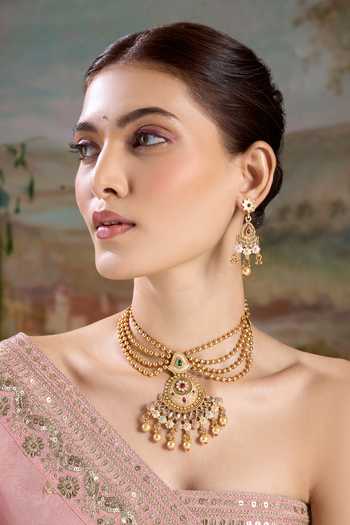 Nazaakat By Samara Singh Layered Embellished Necklace Set 