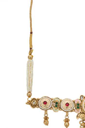 Buy Nazaakat By Samara Singh Gold Plated Polki Embellished Choker Necklace And Earrings Set Online at Aza Fashions Buy_Nazaakat By Samara Singh_Gold Plated Polki Embellished Choker Necklace And Earrings Set _Online_at_Aza_Fashions