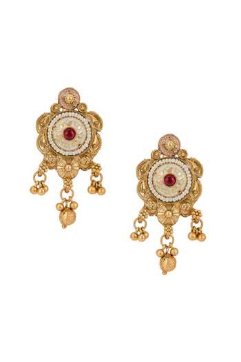 Shop Nazaakat By Samara Singh Gold Plated Polki Embellished Choker Necklace And Earrings Set Online at Aza Fashions Shop_Nazaakat By Samara Singh_Gold Plated Polki Embellished Choker Necklace And Earrings Set _Online_at_Aza_Fashions