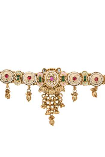 Buy Nazaakat By Samara Singh Gold Plated Polki Embellished Choker Necklace And Earrings Set Buy_Nazaakat By Samara Singh_Gold Plated Polki Embellished Choker Necklace And Earrings Set