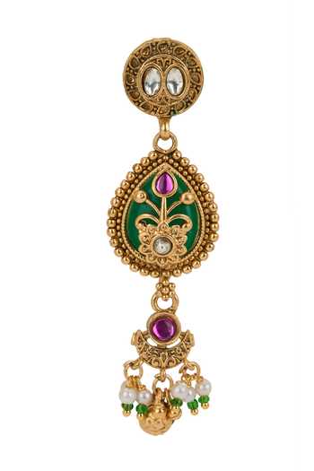Shop Nazaakat By Samara Singh Gold Plated Rajwadi Long Floral Pendant Necklace Set Online at Aza Fashions Shop_Nazaakat By Samara Singh_Gold Plated Rajwadi Long Floral Pendant Necklace Set _Online_at_Aza_Fashions