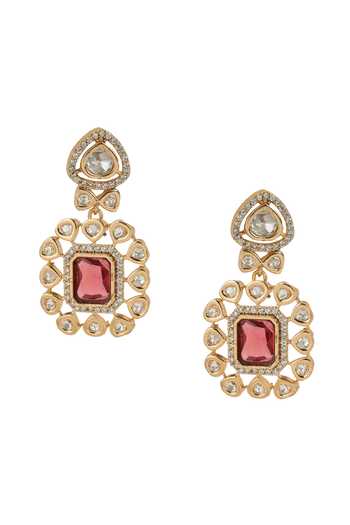 Shop Nazaakat By Samara Singh Gold Plated Stone Embellished Pendant Necklace Set Shop_Nazaakat By Samara Singh_Gold Plated Stone Embellished Pendant Necklace Set