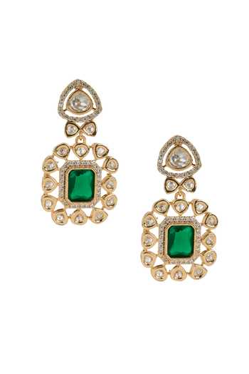 Shop Nazaakat By Samara Singh Gold Plated Stone Drop Pendant Necklace Set Shop_Nazaakat By Samara Singh_Gold Plated Stone Drop Pendant Necklace Set