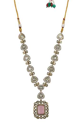 Nazaakat By Samara Singh Pink Pastel Pendant Drop Necklace Set at Aza Fashions Nazaakat By Samara Singh_Pink Pastel Pendant Drop Necklace Set _at_Aza_Fashions
