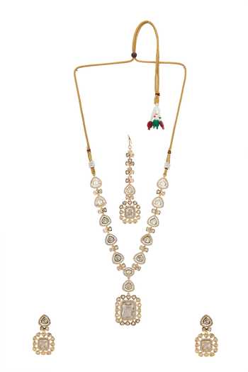 Nazaakat By Samara Singh Clear Stone Pendant Necklace Set