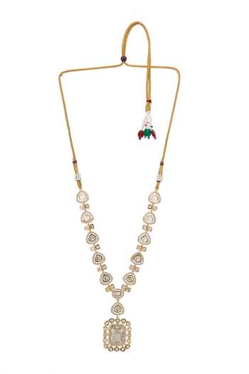 Nazaakat By Samara Singh Gold Plated Clear Stone Pendant Necklace Set Online at Aza Fashions Nazaakat By Samara Singh_Gold Plated Clear Stone Pendant Necklace Set _Online_at_Aza_Fashions