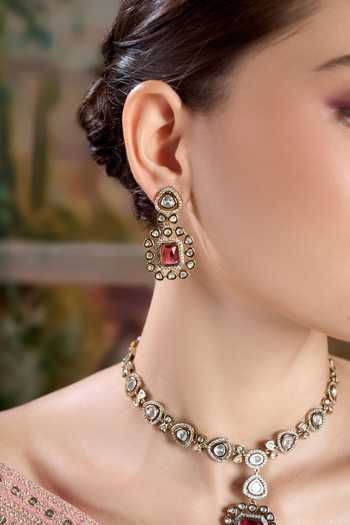 Buy Nazaakat By Samara Singh Gold Plated Pendant Drop Necklace Set Online at Aza Fashions Buy_Nazaakat By Samara Singh_Gold Plated Pendant Drop Necklace Set _Online_at_Aza_Fashions
