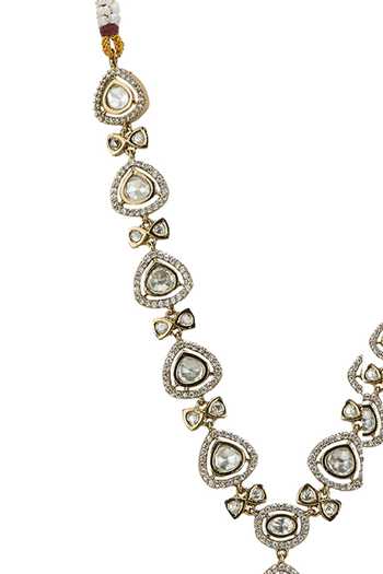 Shop Nazaakat By Samara Singh Gold Plated Pendant Drop Necklace Set Online at Aza Fashions Shop_Nazaakat By Samara Singh_Gold Plated Pendant Drop Necklace Set _Online_at_Aza_Fashions