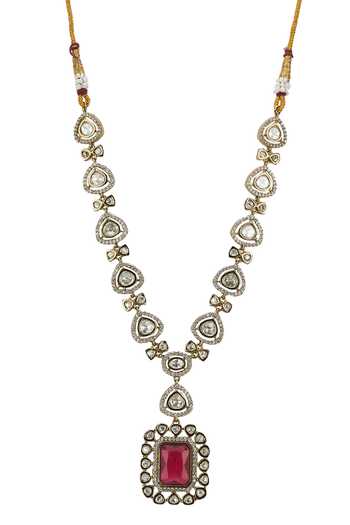 Nazaakat By Samara Singh Gold Plated Pendant Drop Necklace Set at Aza Fashions Nazaakat By Samara Singh_Gold Plated Pendant Drop Necklace Set _at_Aza_Fashions