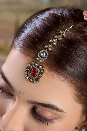 Shop Nazaakat By Samara Singh Gold Plated Pendant Drop Necklace Set Shop_Nazaakat By Samara Singh_Gold Plated Pendant Drop Necklace Set
