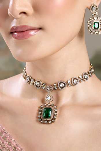 Buy Nazaakat By Samara Singh Gold Plated Pendant Embellished Necklace Set Buy_Nazaakat By Samara Singh_Gold Plated Pendant Embellished Necklace Set