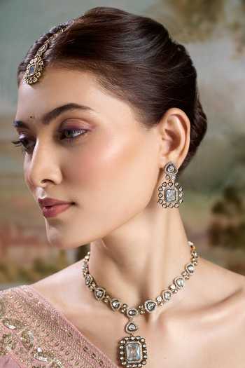 Nazaakat By Samara Singh Pendant Drop Embellished Necklace Set