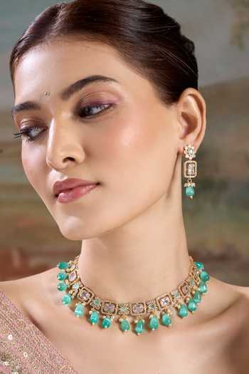 Nazaakat By Samara Singh Drop Choker Necklace With Earrings