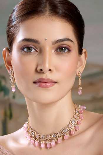 Nazaakat By Samara Singh Stone Drop Choker Necklace With Earrings