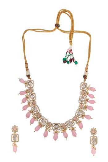 Nazaakat By Samara Singh Stone Drop Choker Necklace With Earrings