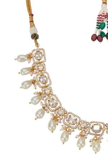 Buy Nazaakat By Samara Singh Gold Plated Stone Drop Choker Necklace And Earrings Set Buy_Nazaakat By Samara Singh_Gold Plated Stone Drop Choker Necklace And Earrings Set