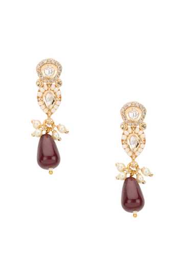 Nazaakat By Samara Singh Gold Plated Stone Tassel Choker Necklace With Earrings Online at Aza Fashions Nazaakat By Samara Singh_Gold Plated Stone Tassel Choker Necklace With Earrings _Online_at_Aza_Fashions