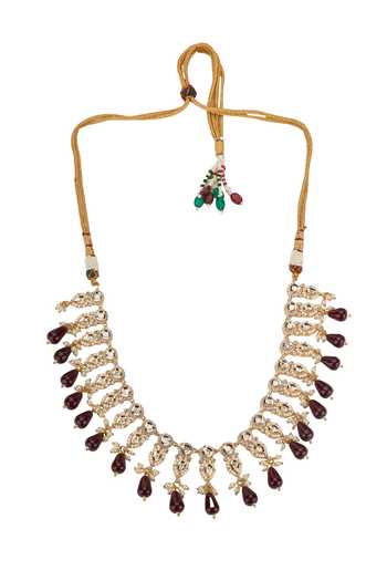 Buy Nazaakat By Samara Singh Gold Plated Stone Tassel Choker Necklace With Earrings Buy_Nazaakat By Samara Singh_Gold Plated Stone Tassel Choker Necklace With Earrings