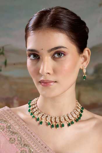 Nazaakat By Samara Singh Stone Drop Embellished Choker Set