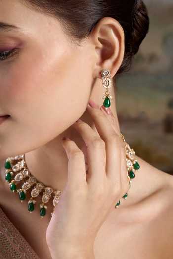 Buy Nazaakat By Samara Singh Gold Plated Stone Drop Embellished Choker Set Online at Aza Fashions Buy_Nazaakat By Samara Singh_Gold Plated Stone Drop Embellished Choker Set _Online_at_Aza_Fashions
