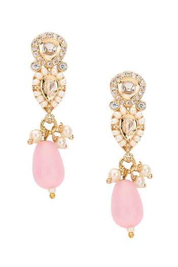 Nazaakat By Samara Singh Gold Plated Pastel Stone Drop Necklace With Earrings at Aza Fashions Nazaakat By Samara Singh_Gold Plated Pastel Stone Drop Necklace With Earrings _at_Aza_Fashions