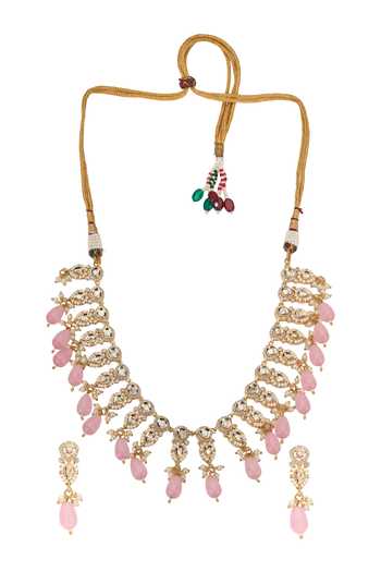 Nazaakat By Samara Singh Pastel Stone Drop Necklace With Earrings