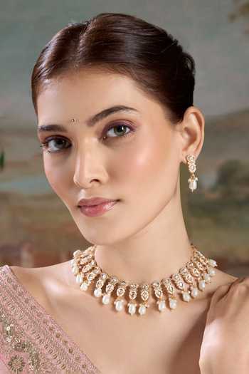Nazaakat By Samara Singh Embellished Necklace With Drop Earrings