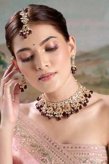 Nazaakat By Samara Singh Embellished Pendant Necklace Set