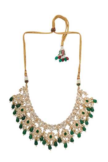 Buy Nazaakat By Samara Singh Gold Plated Floral Stone Drop Embellished Necklace Set Buy_Nazaakat By Samara Singh_Gold Plated Floral Stone Drop Embellished Necklace Set