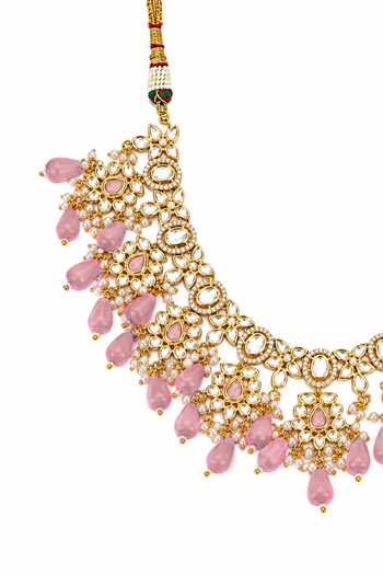 Buy Nazaakat By Samara Singh Gold Plated Pastel Stone Drop Embellished Necklace Set Buy_Nazaakat By Samara Singh_Gold Plated Pastel Stone Drop Embellished Necklace Set