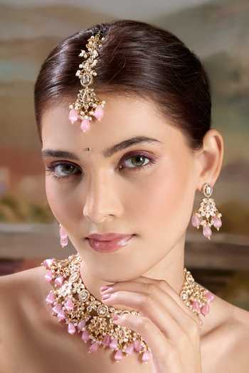 Nazaakat By Samara Singh Pastel Stone Drop Embellished Necklace Set