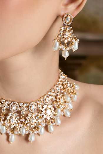 Nazaakat By Samara Singh Gold Plated Stone Embellished Necklace Set at Aza Fashions Nazaakat By Samara Singh_Gold Plated Stone Embellished Necklace Set _at_Aza_Fashions