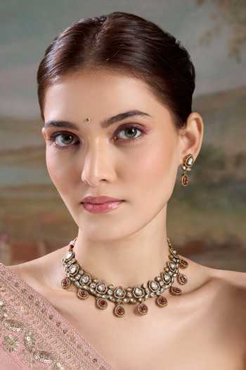 Nazaakat By Samara Singh Embellished Necklace With Earrings